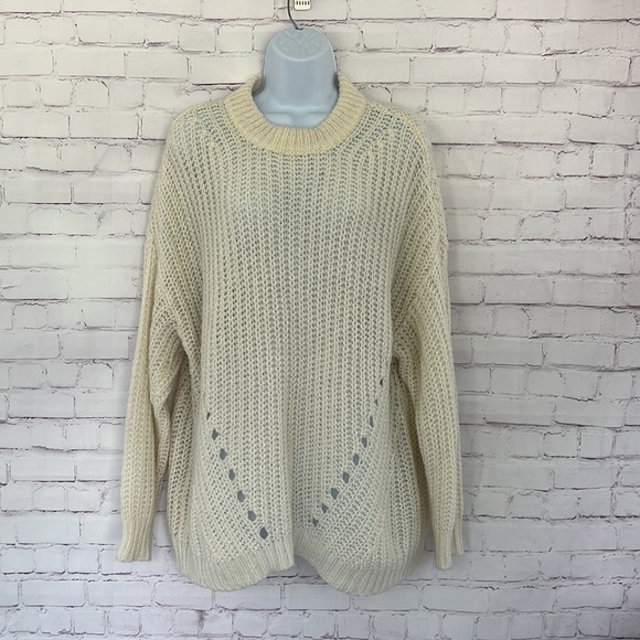 American Eagle Outfitters Oversized Knit Sweater Cream Ivory - Picture 4 of 9